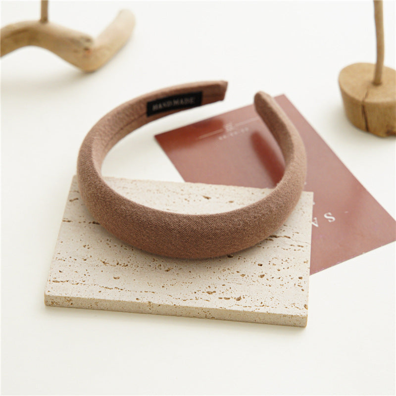 Milk Tea Color Headband Female Autumn And Winter Simplicity Wide Brim