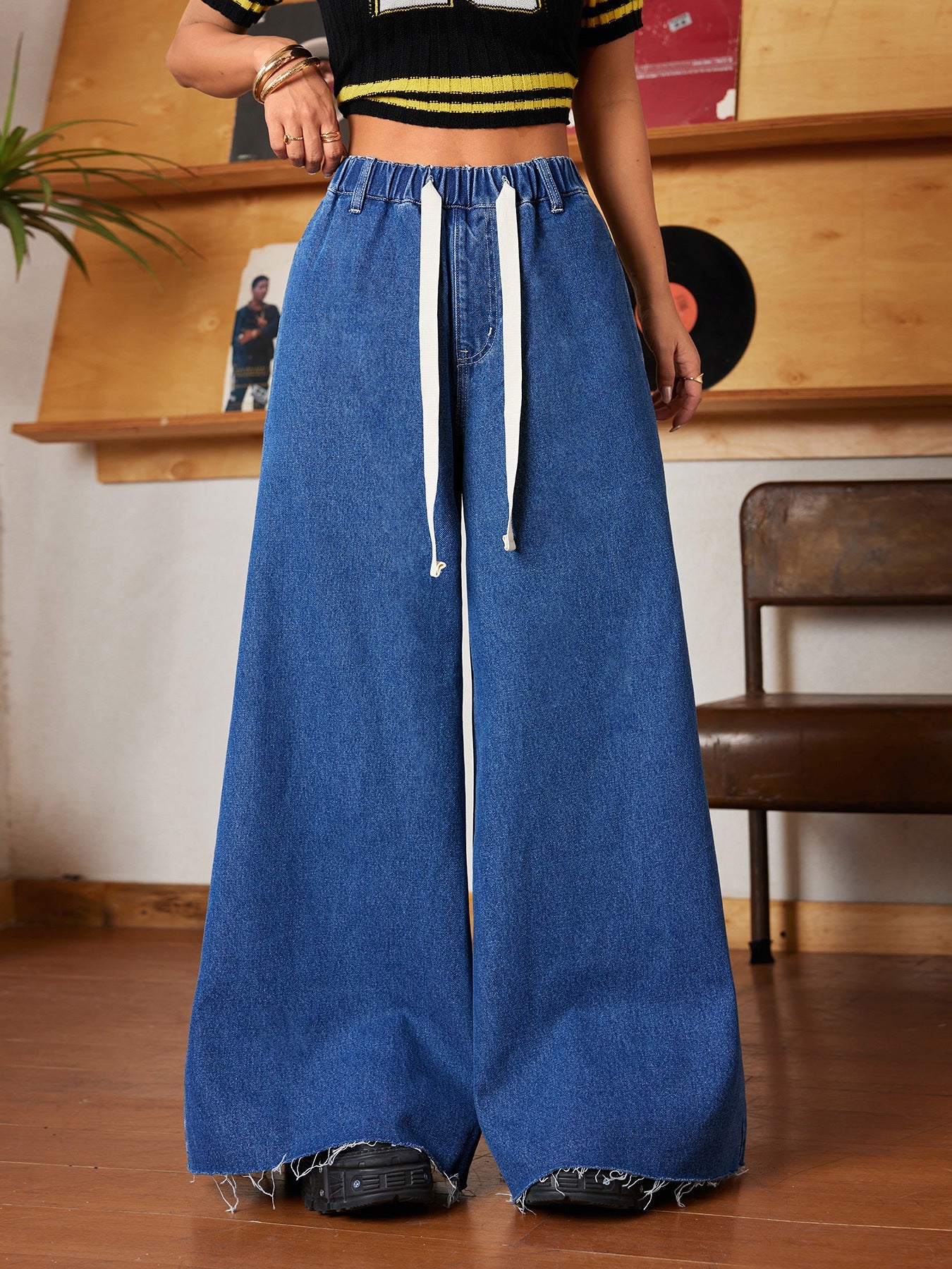 Pure Color Minimal Versatile Elegant Elegant Washed Jeans