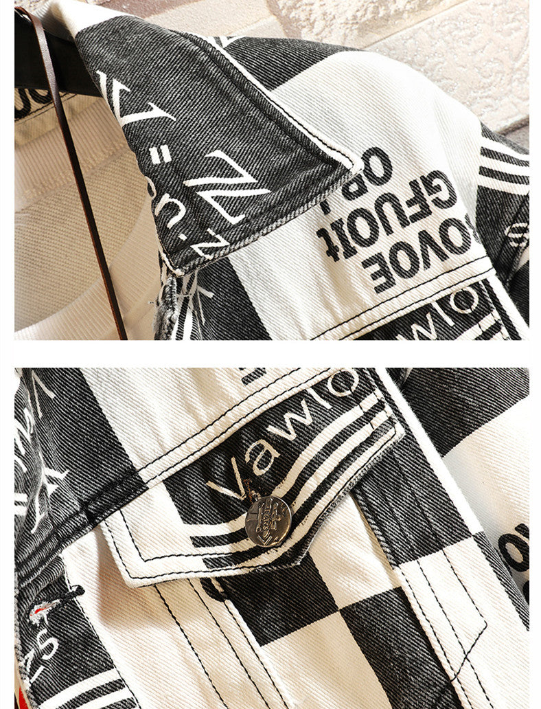 Men's Fashion Letter Denim Coat Top
