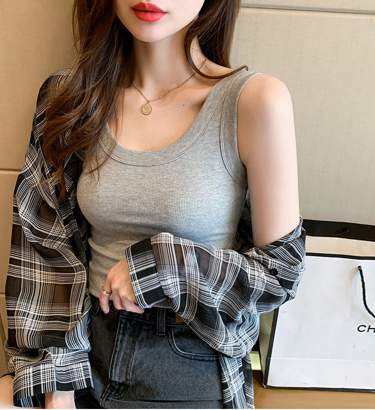 Women's Inner Wear Outer Wear Spring Summer Slim-fit Top Bottoming Shirt
