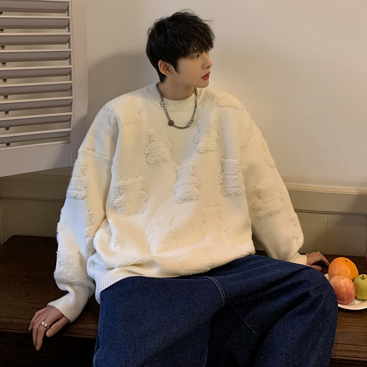 Fashionable Sweater New Knitwear Bear Jacquard