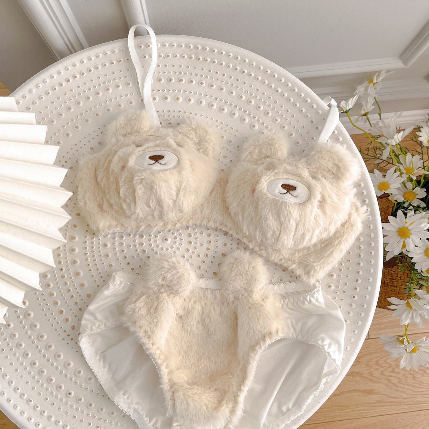 Lady Cartoon Plush Bear Bra Set