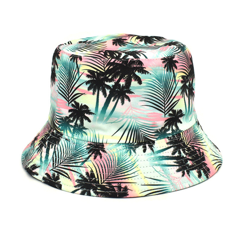 European And American New Plant Printing Bucket Hat Women