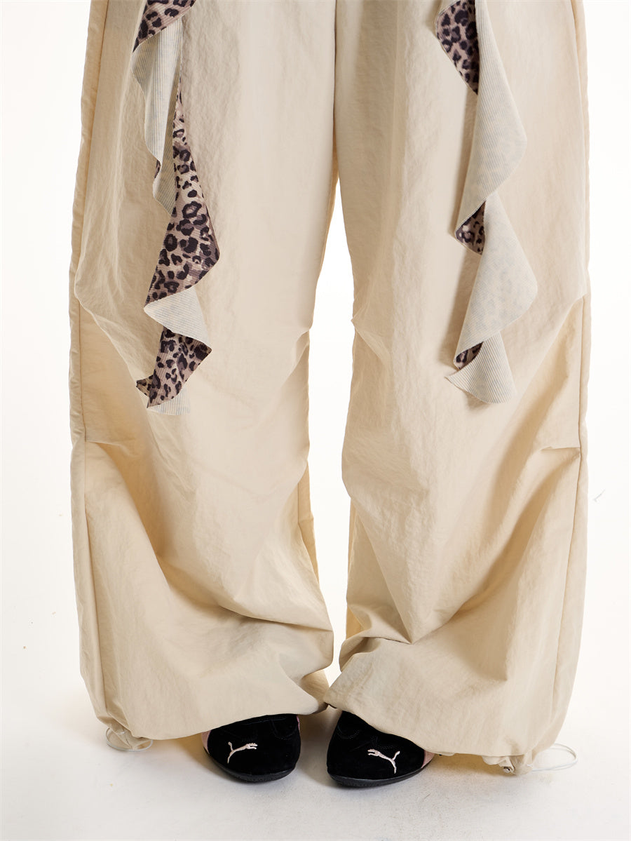 Women's American-style Leopard Print Fake Two-piece Casual Pants