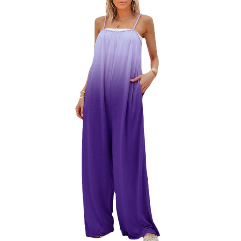 European And American Women's Plus Size Casual Loose Sleeveless High Waist Jumpsuit