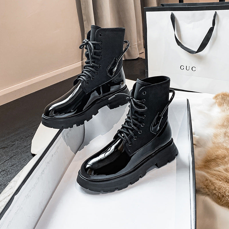 British Style Niche Lace Up Boots