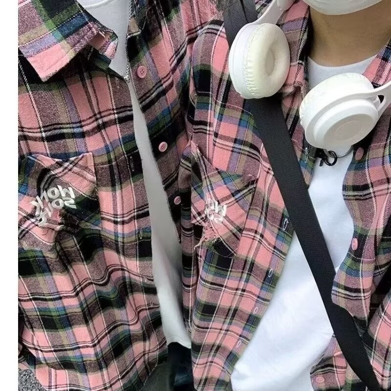 Tie-dye ternet langærmet skjorte til mænd efterår japansk vintage