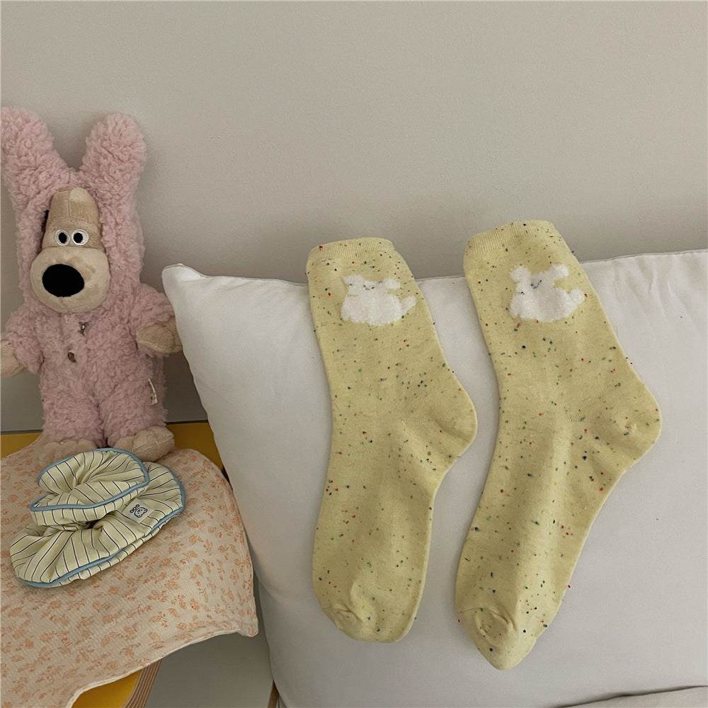 Cloud Dog Cute Girls Mid-calf Length Socks