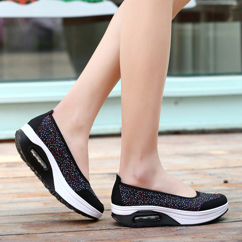 Breathable Mesh Shallow Mouth Heightening Rocking Shoes Old Beijing Cloth