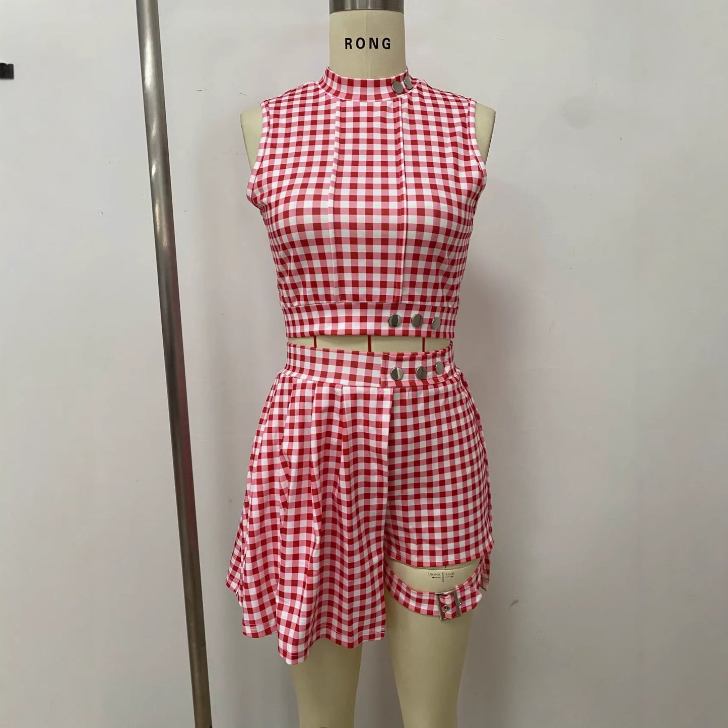 Womens Fashion Soft And Sweet Sleeveless Studded Set