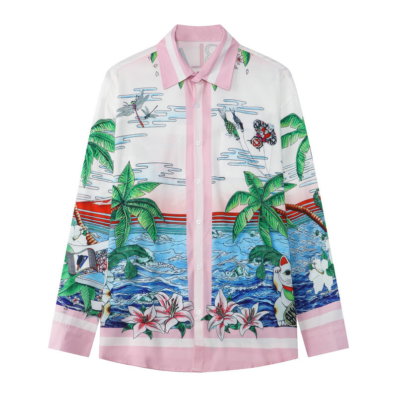 European And American Digital Print Vintage Checkerboard Shirt
