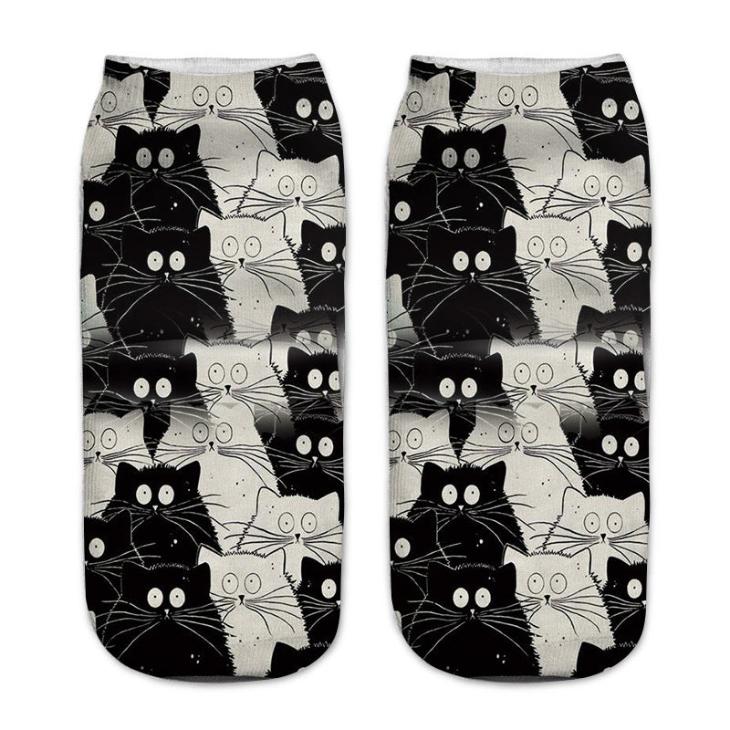 Cute Cat Series 3D Digital Printing Socks Children