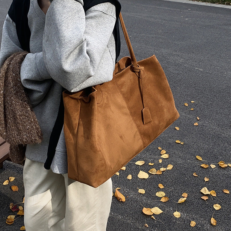 Leather-velvet Square Underarm Shoulder Bag With A Niche Design