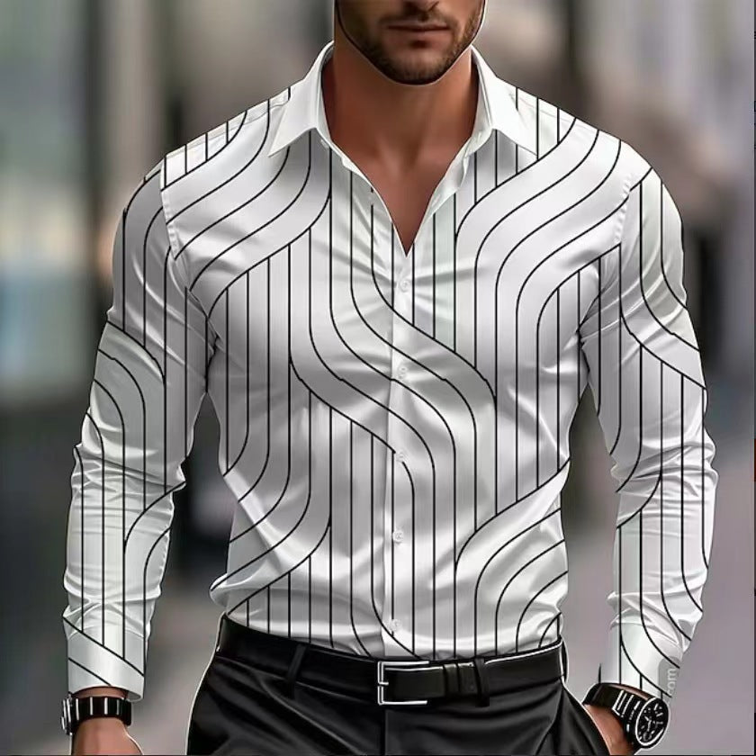 Men's Long-sleeve Casual Breathable Shirt With A Turn-down Collar