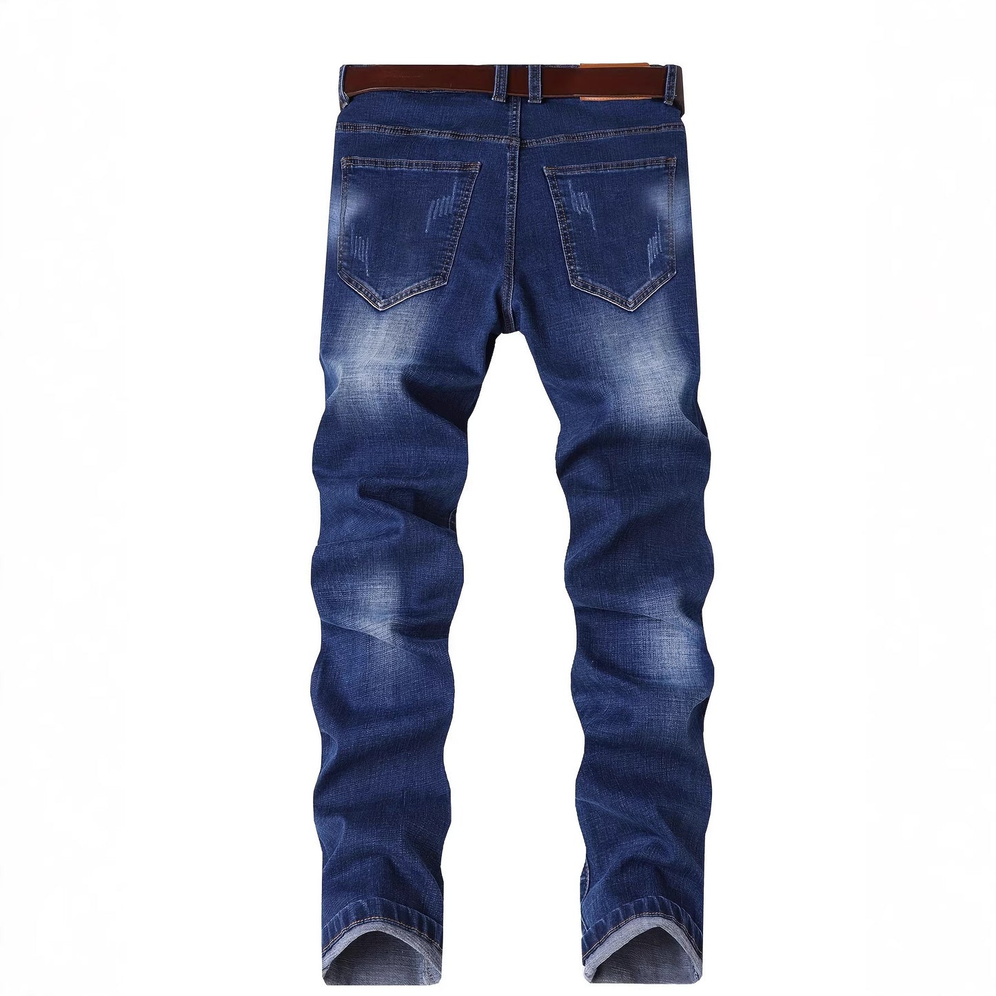 Mens Stretch Denim Jeans With Ripped Details And Embroidery