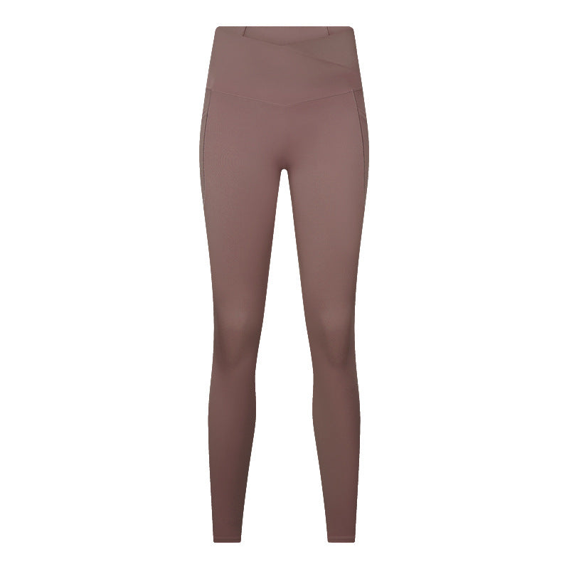 Cross-waistband Athletic Leggings For Women