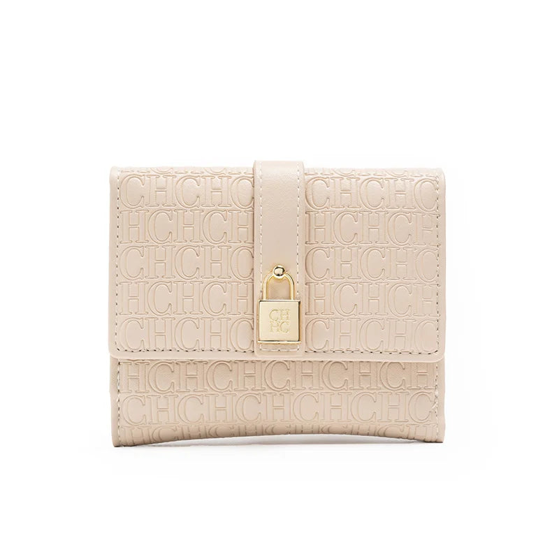 CH Simple Women'S Short Card Bag Ultra Thin Mini PU Leather Luxury Brand Fashionable Women'S Credit Card Clip Wallet