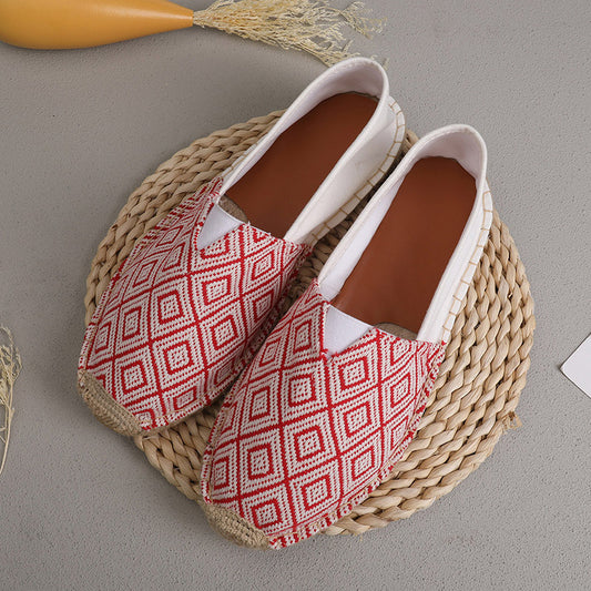 Åndbare Afslappede Ramie-sålsko til Par Mænd og Kvinder Fisherman Slip-on Lærredssko
