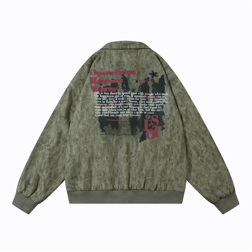 Dark Depressed Printed Loose Jacket