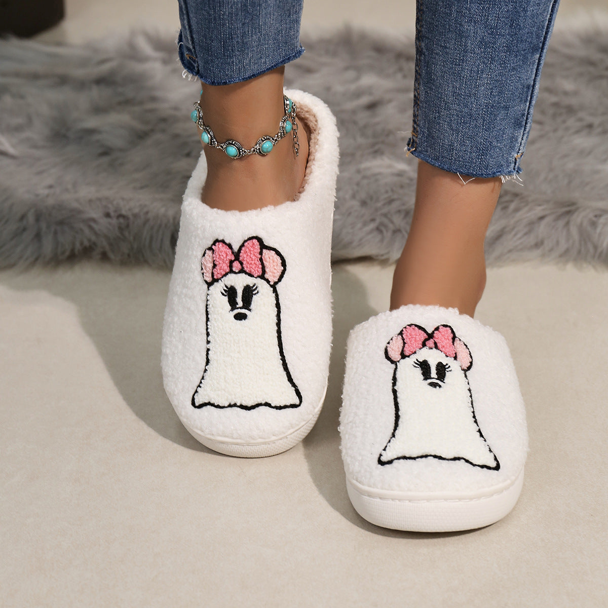 Cartoon Little Ghost Home Slippers Memory Sponge