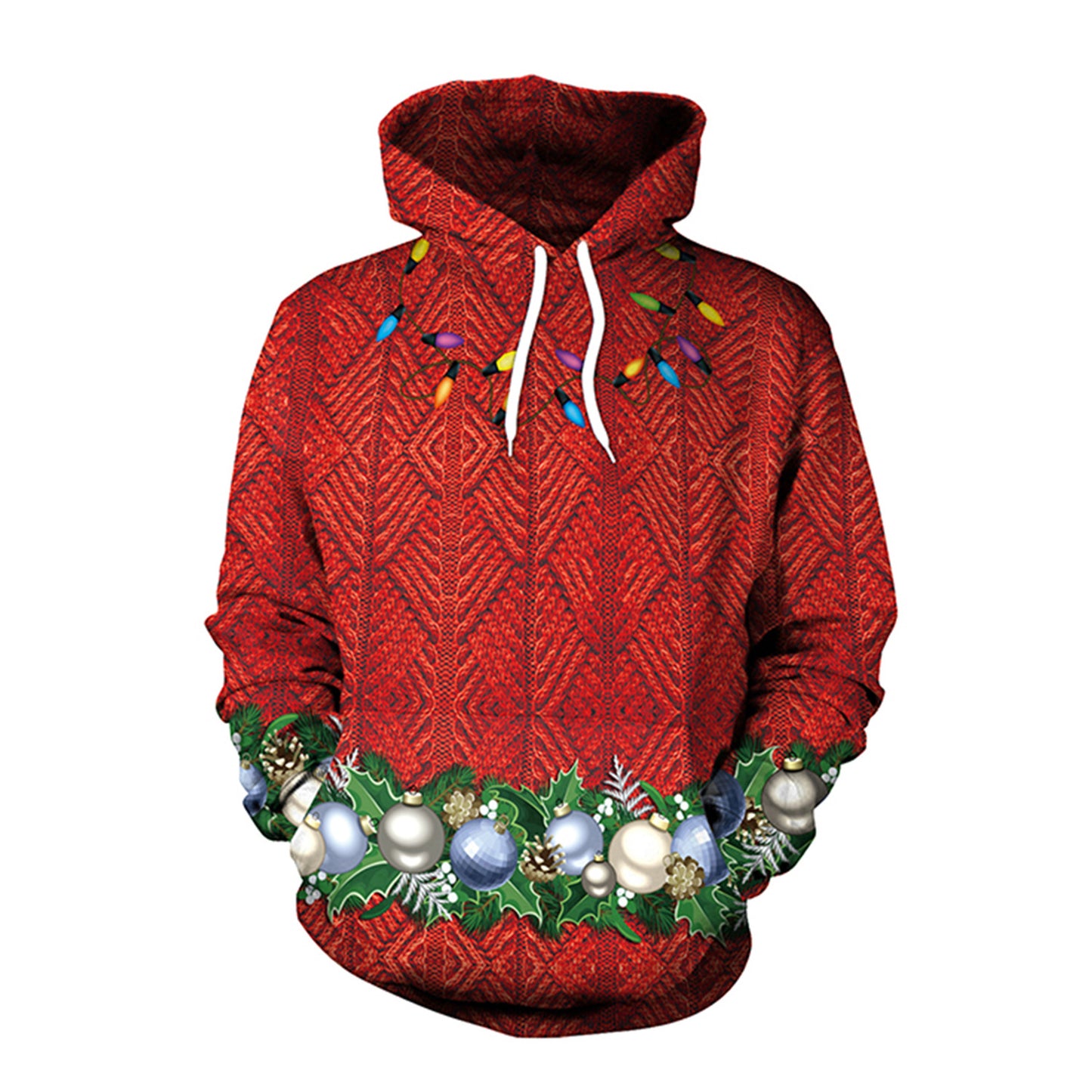 Dame jule løs alsidig hætte sweatshirt med kreativt digitalprint