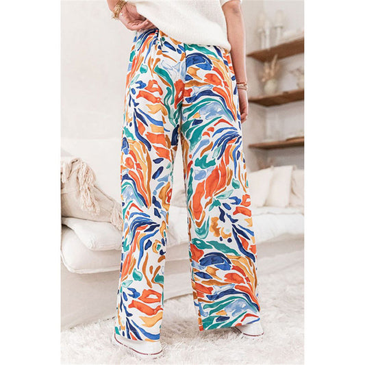 Foreign Trade Color Printing Trousers Casual Wide-leg Pants
