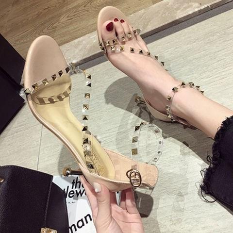 Fashion All-match Sandals With Rivet Stiletto Strap