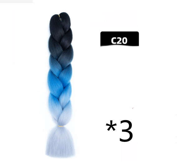 Color Big Braid African Chemical Fiber High Temperature Silk Wig Gradient