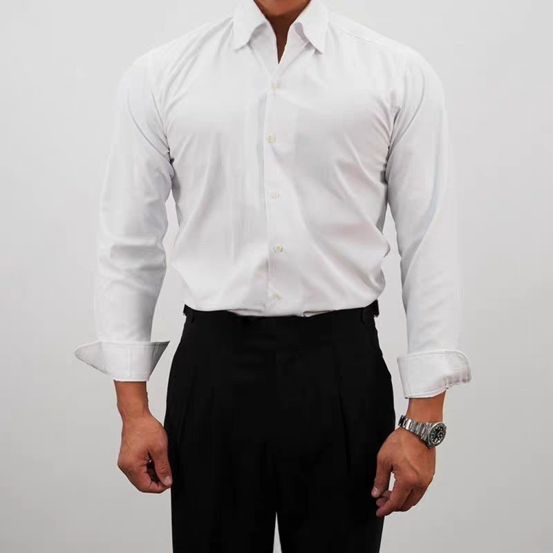 Casual Solid Color Workwear Shirt Men