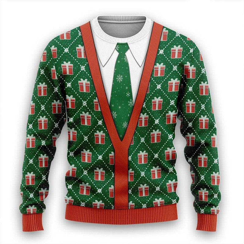 Men's Christmas 3D Print Round Neck Casual Sweater Coat