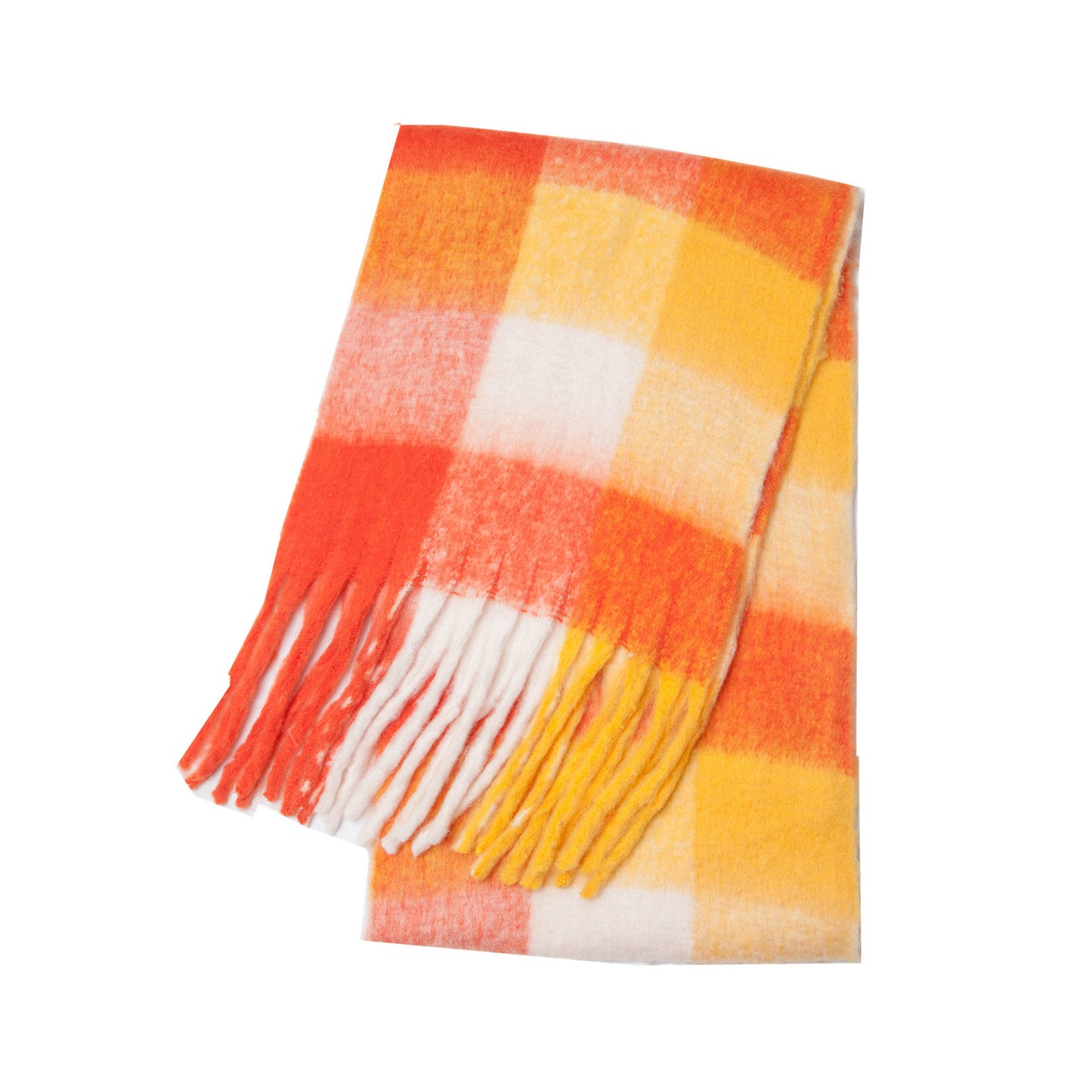 Women's Scarf Autumn And Winter New Thick Beard Color Four-grid