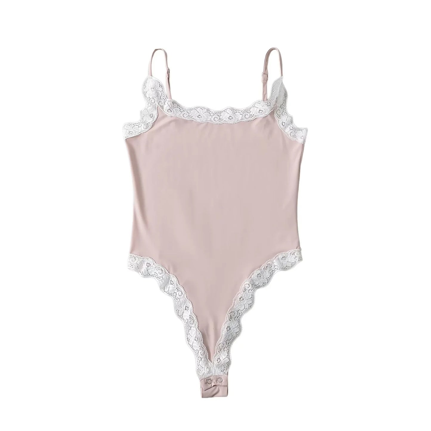 Sweet Girly Lace-panelled Camisole-style Womens Jumpsuit