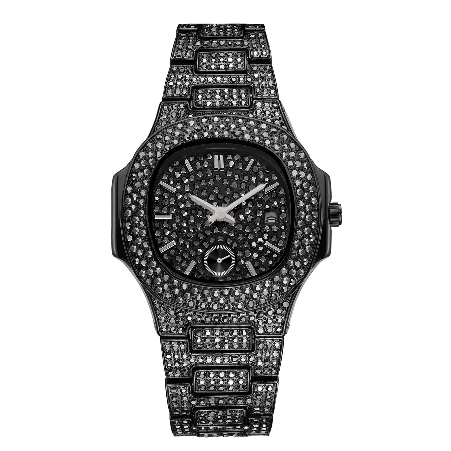 Hip Hop fuld diamant urskive high-end guld fuld diamant herre quartz ur