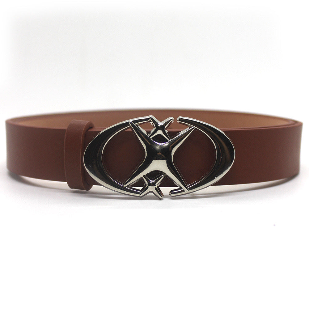 Original Design Double Crescent Moon Cross Star Buckle Belt