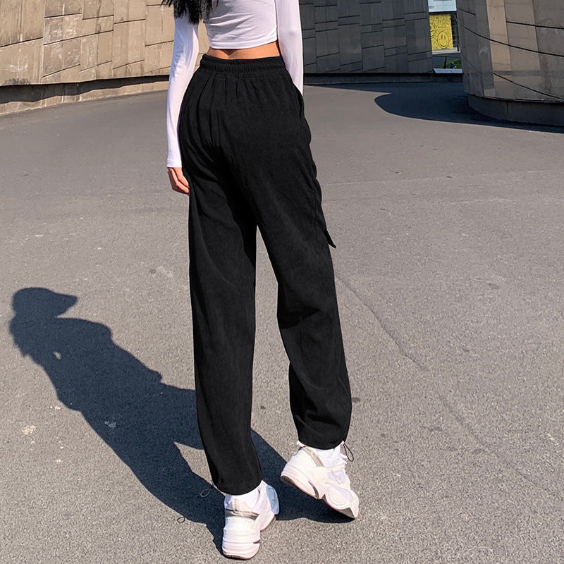 Street Large Pocket Design Corduroy Cargo Pants