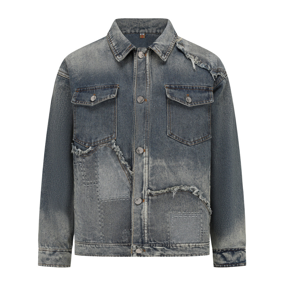 Washed Destroyed Denim Jacket