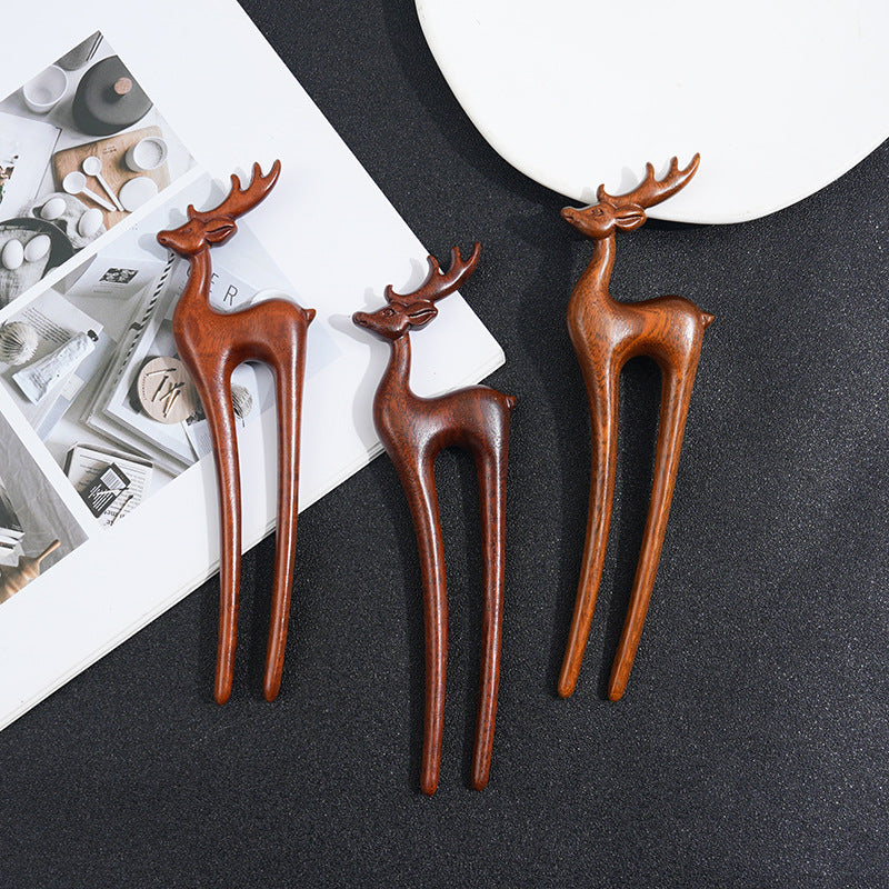 Wooden Women's Chinese Style Headdress Animal Hairpin