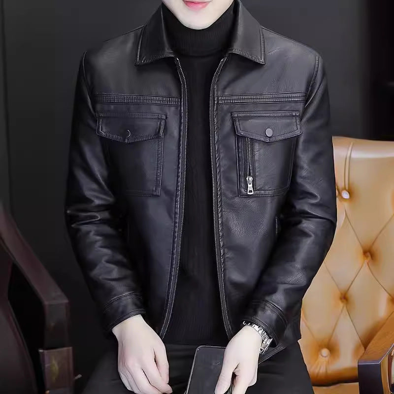 Middle-Aged Men's AutumnWinter PU Leather Jacket