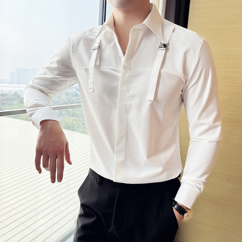 Mens Versatile And Minimalist Casual Cool Long-sleeve Shirt
