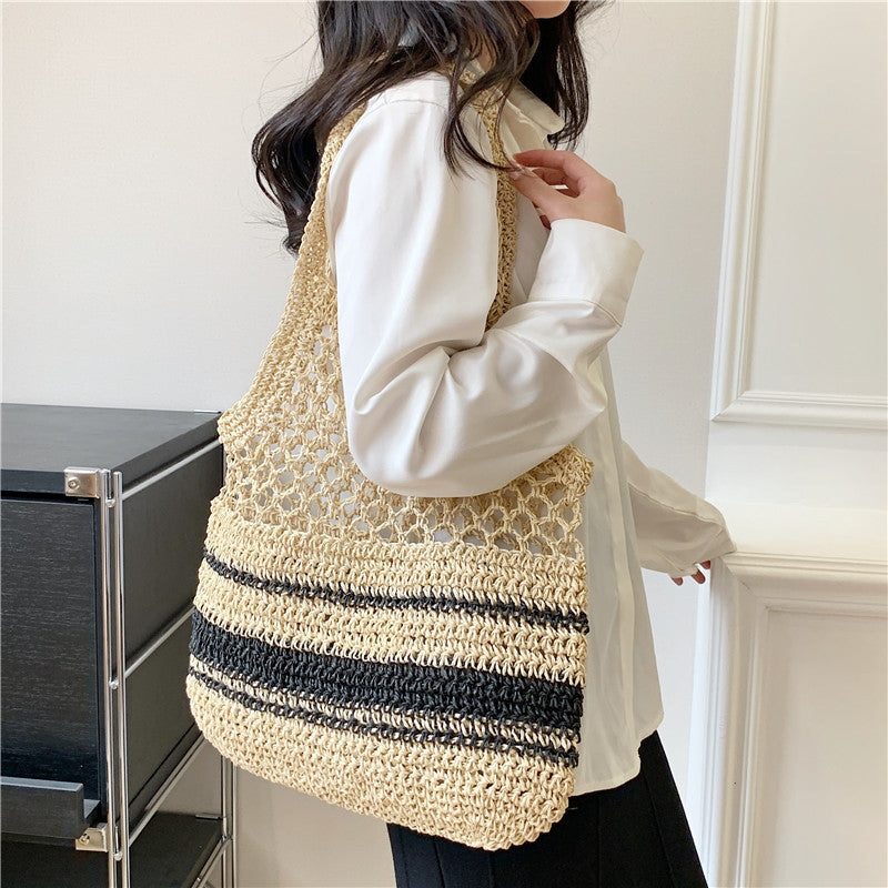 Grass Woven Hollow Bag Single Shoulder Handle