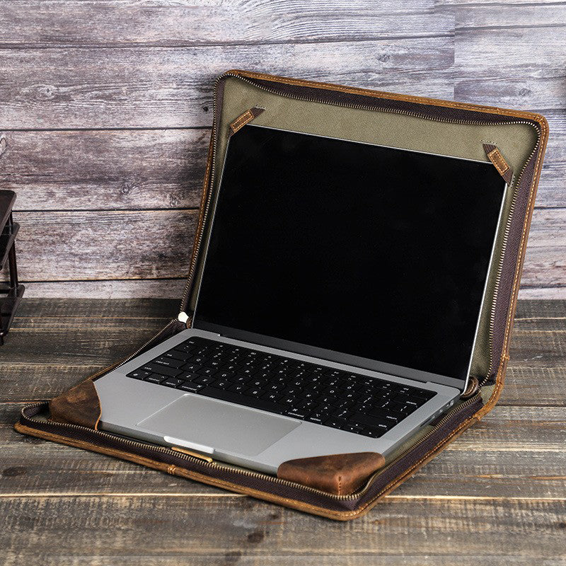 Genuine Leather Protective Case Laptop Handbag   14.2-inch