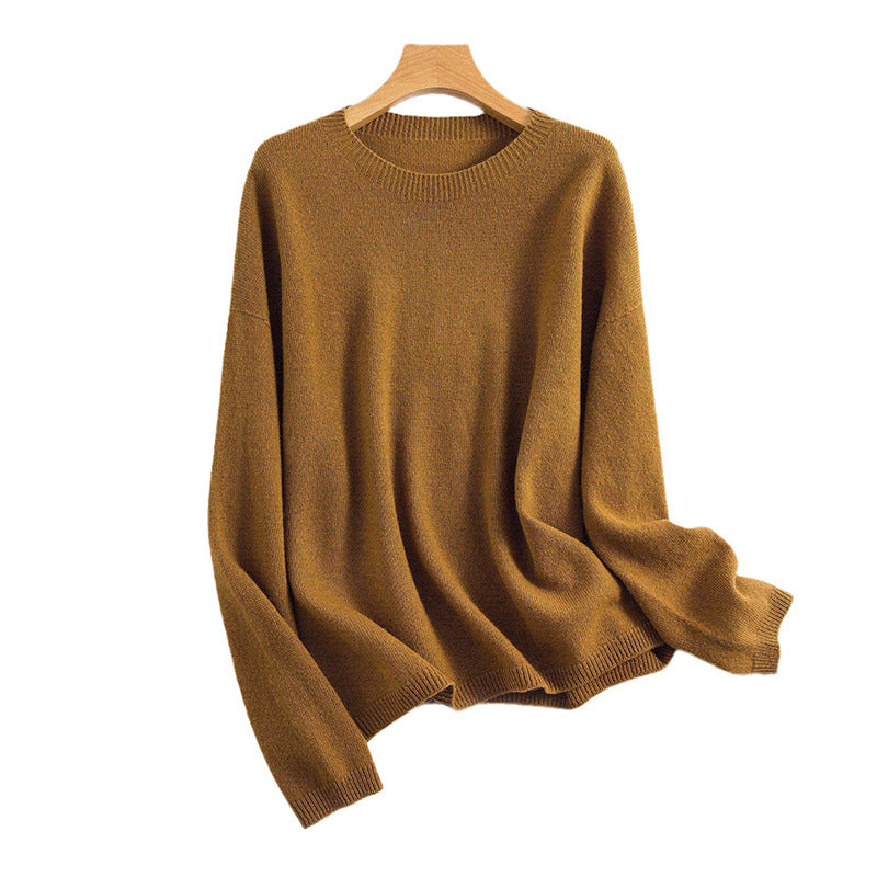 Women's Loose Slimming Round Neck Pure Wool Sweater