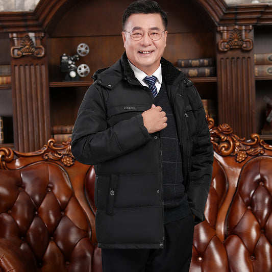 Winter Middle-aged And Elderly Down Jacket Men's Short Thickened