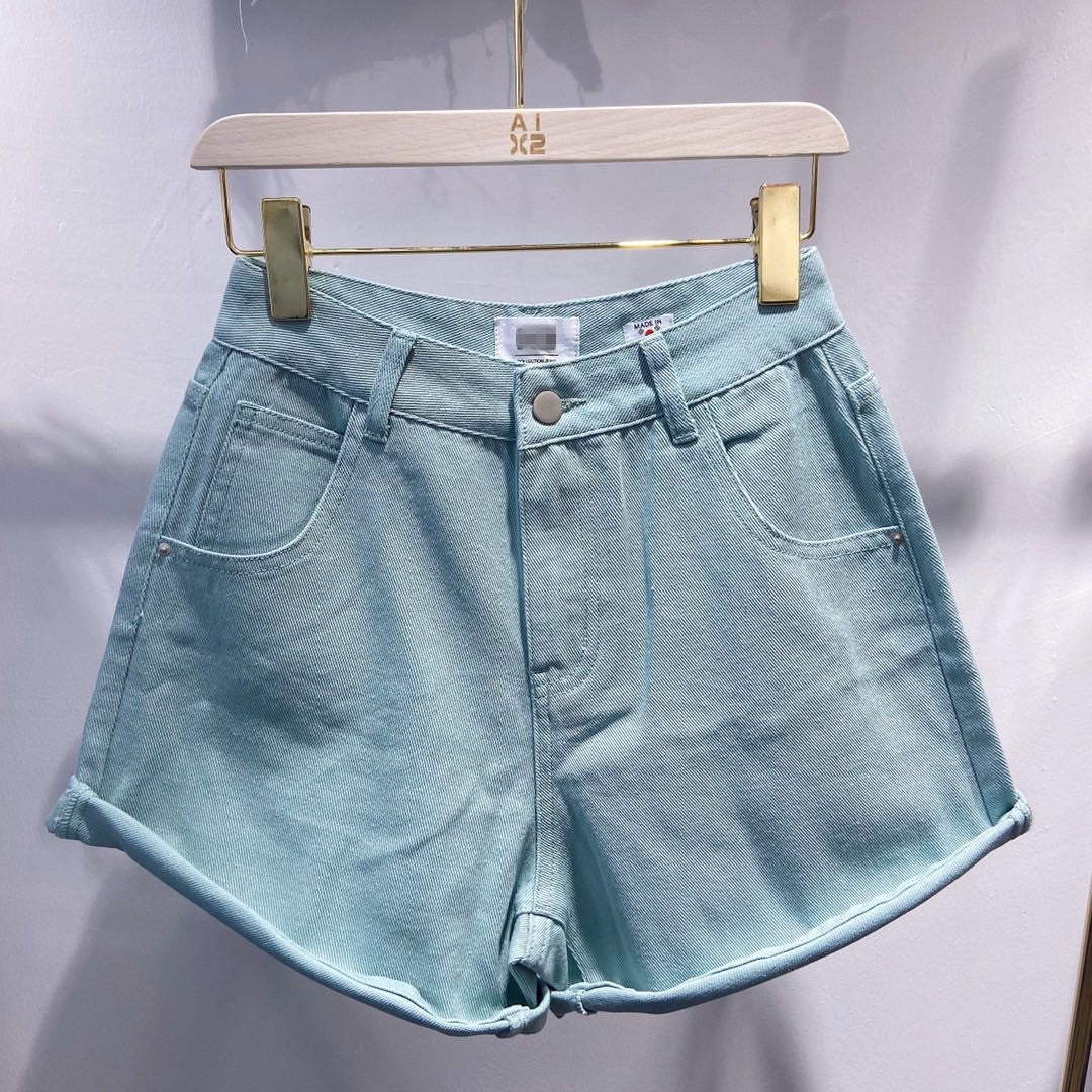 Women's Simple Solid Color Denim Shorts