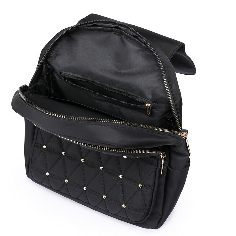Women's Nylon Rhombus Large Capacity Travel Backpack