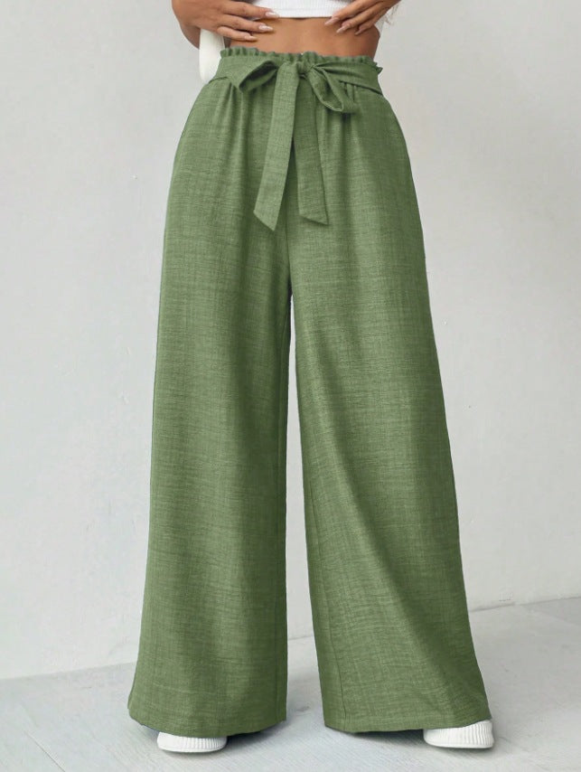 Adjustable High Waist Lace-up Knot Loose Trousers