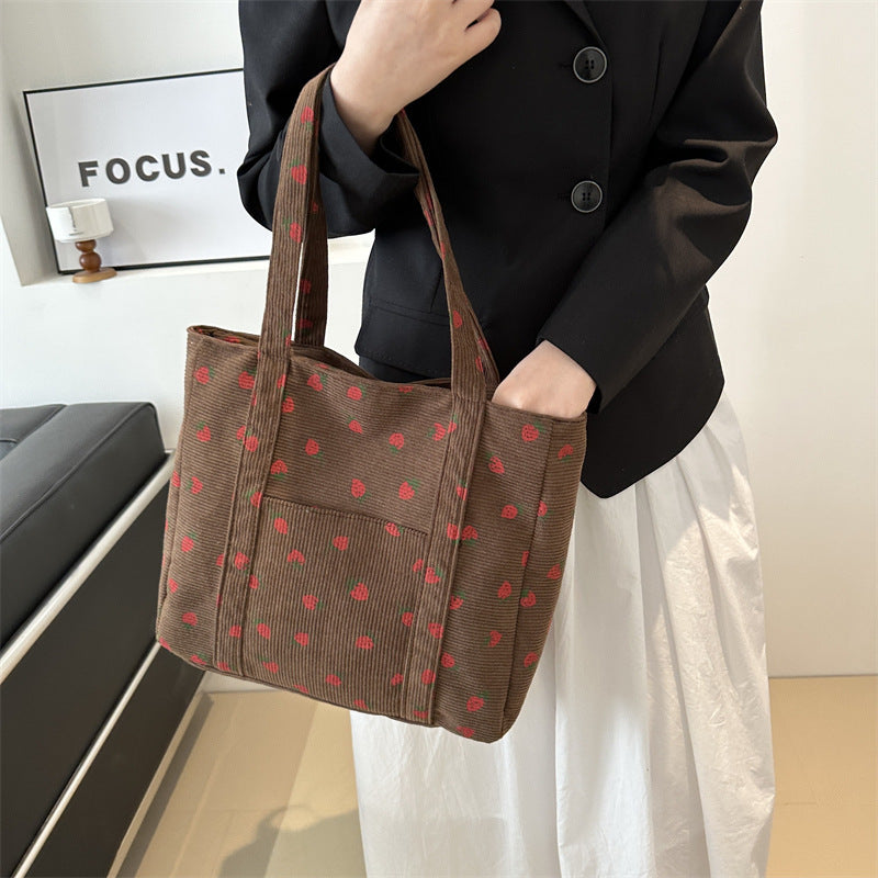 Portable Tote Bag Large Capacity Beautiful Simple Fashion Preppy Style Casual Cool Shoulder Bag