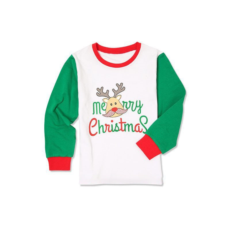 Hjemmetøj Stribet Forældre-barn-sæt Juleprint Pyjamas