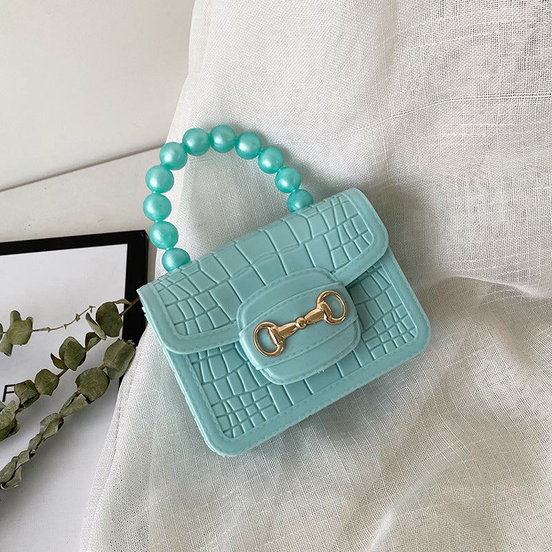 PVC Pattern Pearl Chain Lipstick Bag Fashion