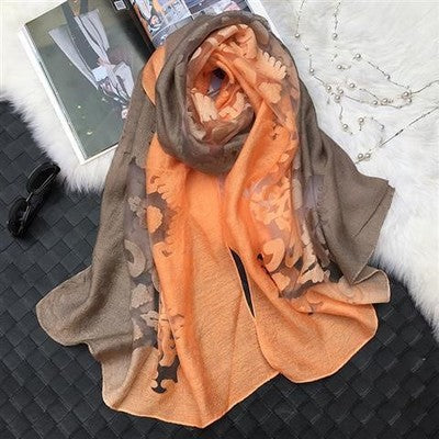 Gradient Cut Flower Organza Lace Scarf